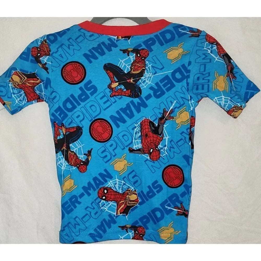 Lot of 2 Size 4T Toddler Boys Spiderman Pajamas Shirt Shorts PJ Set Red and blue - Picture 6 of 14